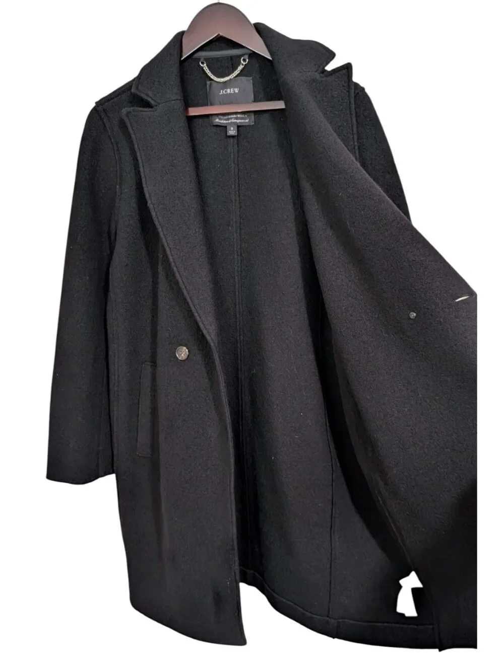 J. Crew Daphne Topcoat in Italian Boiled Wool - Black Size 8 J4864